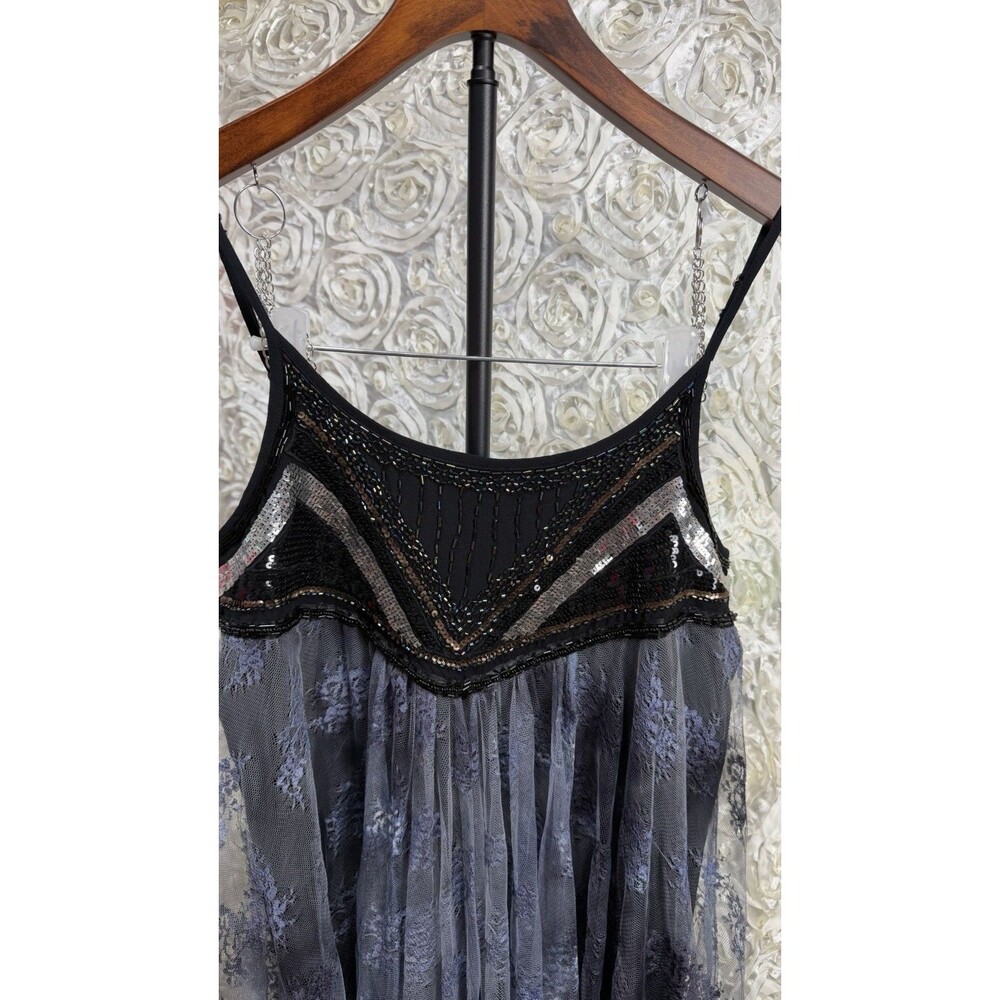 Ecote Black Blue Lace Beaded Babydoll Fairy Grunge Whimsigoth Size S.Made India - Picture 5 of 8